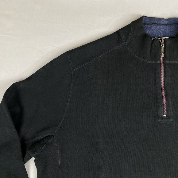 Tommy Bahama Flip Coast Reversible Sweater Half Zip Men's XL Heather Blue Black - Picture 4 of 16